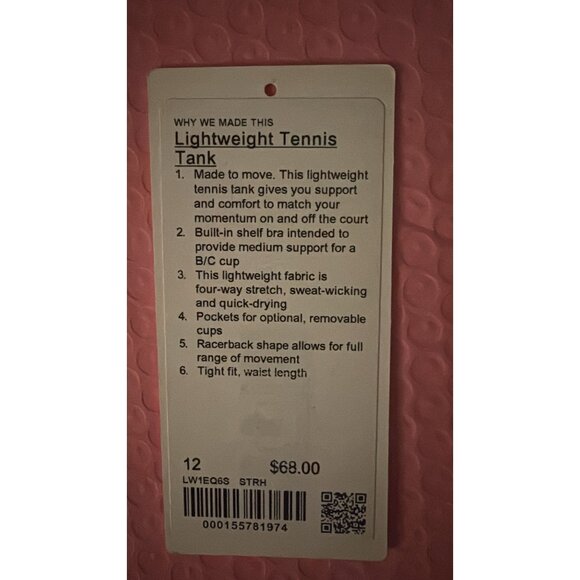 LULULEMON LIGHTWEIGHT TENNIS TANK BUILT-IN SHELF BRA STARCH BLUE SZ 12 EXCELLENT - Picture 4 of 4